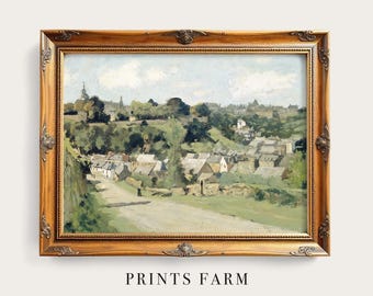 Cottage Painting, Vintage Farmhouse Print, Rustic Wall Art / P502