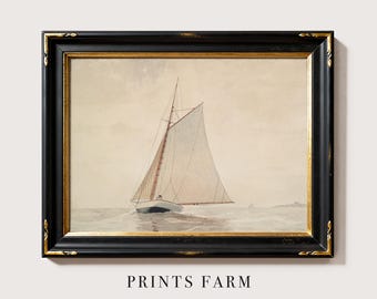 Sailboat Painting, Seascape Print, Nautical Home Decor / P111