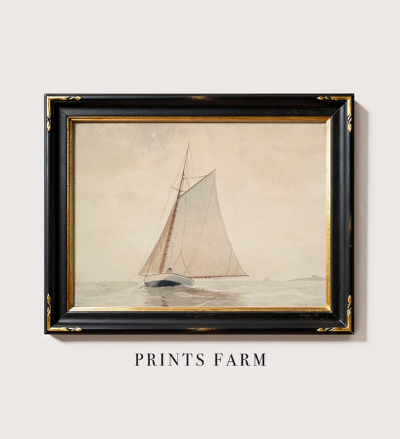 Sailboat Painting, Seascape Print, Nautical Home Decor / P111
