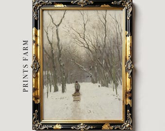 Winter Print, Snowy Landscape Painting, Christmas Wall Art / P136