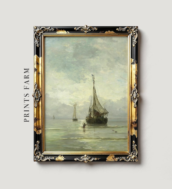 Sailing Ship Print, Coastal Wall Art, Maritime Decor / P7