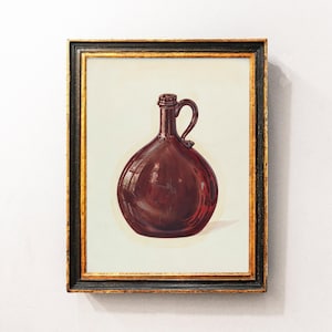Brown Bottle Print, Brown Bottle Painting, Bottle Watercolor, Watercolor Still Life, Farmhouse Decor / P874