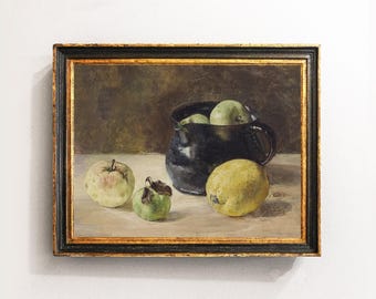 Apples Painting, Apples Still Life, Fruits Print, Fruit Still Life, Farmhouse Decor / P411