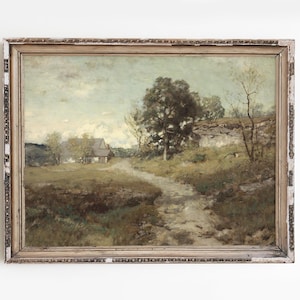 Vintage Country Landscape Print, Rustic Farmhouse Decor, Moody Fall Wall Art / P22