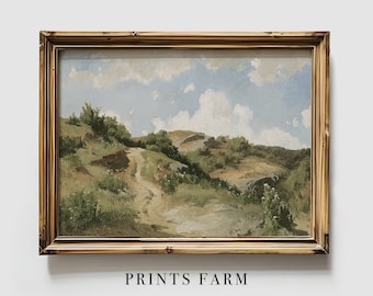 Country Landscape Print, Rustic Farmhouse Wall Art / P962