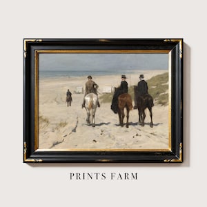 Equestrian Print, Seascape Painting, Coastal Decor / P130