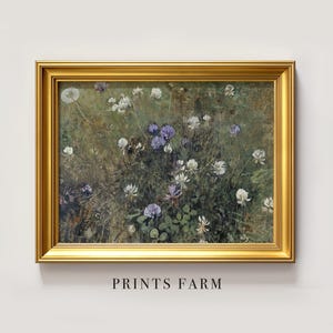 Impresión de flores silvestres, pintura de prado, arte floral para pared / P226