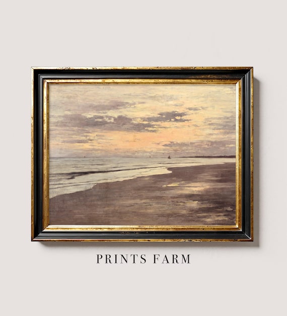 Coastal Beach Print, Seascape Painting, Serene Ocean Decor / P725