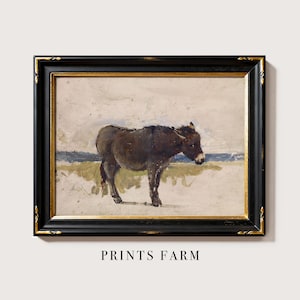 Vintage Donkey Print, Farm Animal Painting, Nursery Decor / P320