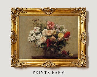 Roses Still Life Print, Flowers Painting, Vintage Floral Art, Kitchen Decor / P14
