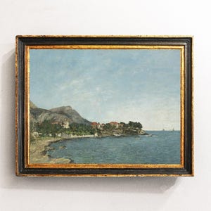 Seascape Painting, Bay Landscape, Sailboats Painting, Coastal Decor, Ocean Art / P634