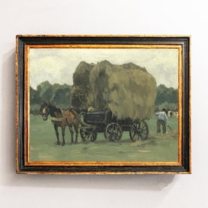 Farmhouse Landscape, Country Painting, Horse Painting, Farm Animals Print, Farmhouse Print / P831
