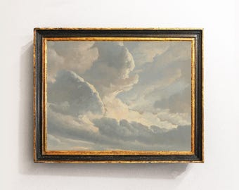 Cloud Study, Clouds Vintage Painting, Sky Painting, Clouds Vintage Print, Mailed Print / P310