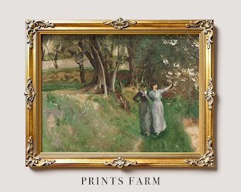 Spring Forest Print, Women Painting, Farmhouse Wall Art / P739
