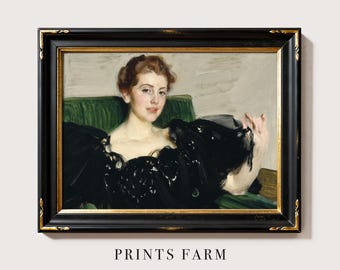 Victorian Woman Portrait, Vintage Oil Painting, Wall Decor / P103