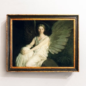 Angel Painting, Guardian Angel, Christmas Wall Decor, Angel Gift, Angel Art Print, Religious Art  / P827