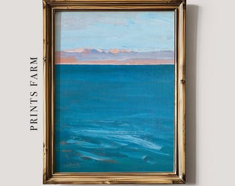 Vintage Sea Painting, Coastal Art Print, Beach House Decor / P783
