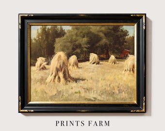 Wheat Field Painting, Country Landscape Print / P239