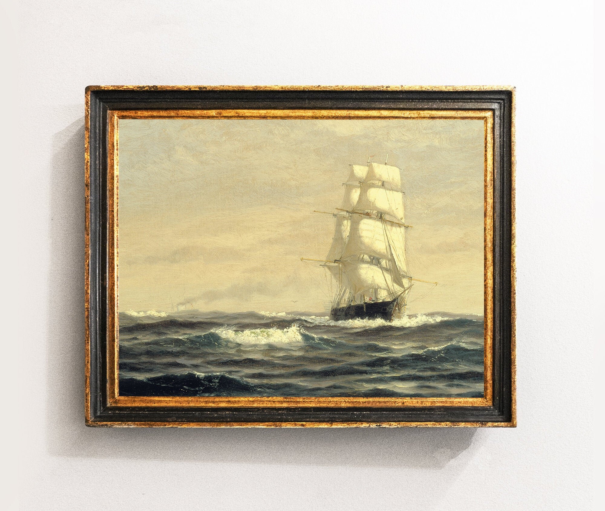 Home Decor PRINTABLE Digital Art Seascape Paints 091 Old Sailing Ship Night Printing