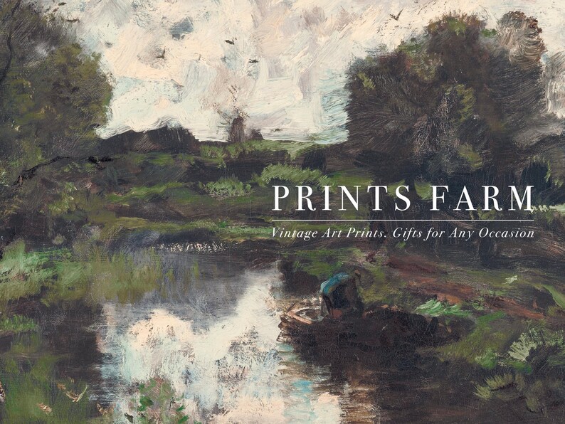 Countryside Painting, River Landscape Print, Rustic Farmhouse Art / P432 image 9