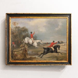 Horses Painting, Equestrian Painting, Hunting Print, Equestrian Art, Vintage Print / P660