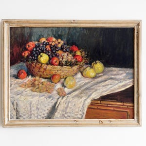 Apples Still Life, Vintage Painting, Fruits Still Life, Country Kitchen Print, Mailed Print / P723