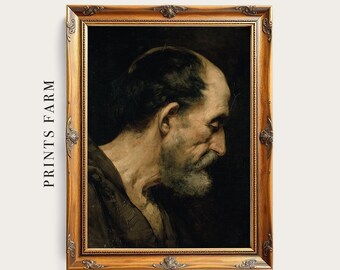Man Portrait, Moody Wall Art, Dark Academia Decor / P174
