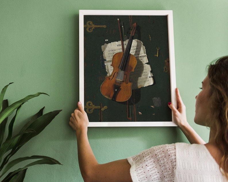 Violin Painting, Violin Still Life, Musician Print, Still Life Painting, Gift for Musician, Vintage Art / P227 image 5