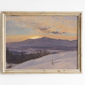 Winter Painting, Winter Landscape, Snow Painting, Mountain Landscape, Vintage Print / P538