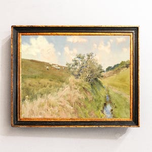 Country Watercolor Landscape, Summer Landscape, Meadow Landscape, Farmhouse Decor, Mailed Print / P870