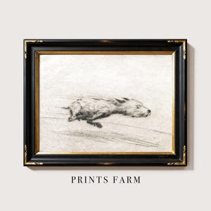 Dog with Zoomies Print, Rustic Wall Decor, Pet Portrait / P977