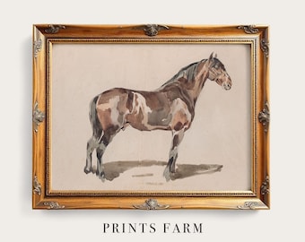 Equestrian Art Print, Horse Watercolor Painting, Farmhouse Decor / P741