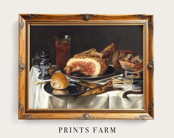 Food Still Life Art, Kitchen Painting, Dining Room Decor / P225