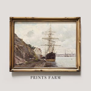 Sailing Ship Print, Seascape Painting, Nautical Decor / P367