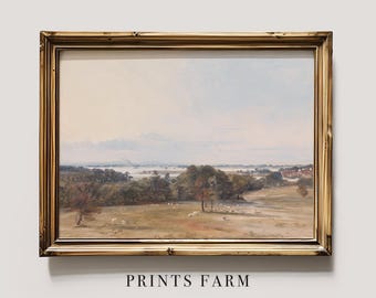 Cottage Landscape Print, Country Painting, Rustic Farmhouse Art / P435