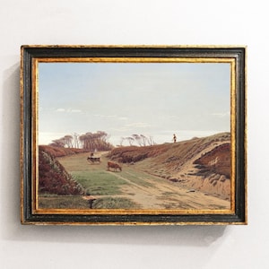 Meadow Cattle, Cows Painting, Country Landscape, Countryside Decor, Vintage Landscape, Mailed Print / P470