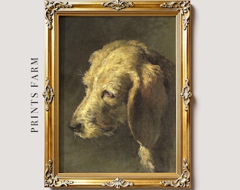 Vintage Dog Portrait, Antique Style Pet Painting / P288