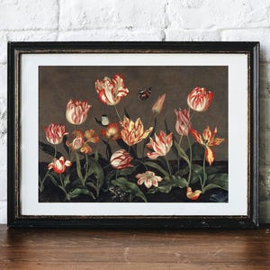 Tulips Still Life, Flowers Painting, Flowers Art Print, Kitchen Wall Art, Tulip Art, Canvas Wall Art / P768
