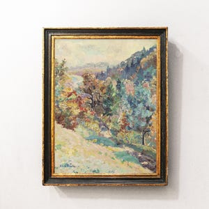 Country Landscape, Forest Landscape, Meadow Painting, Vintage Painting, Farmhouse Decor / P528