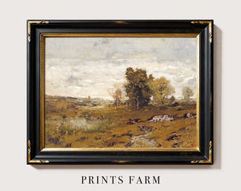 River Landscape Print, Rustic Wall Decor / P16