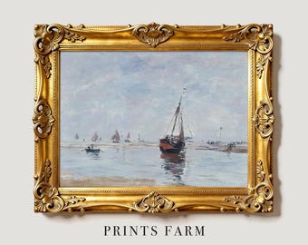 Sailboat Landscape, Seascape Painting, Nautical Decor / P390