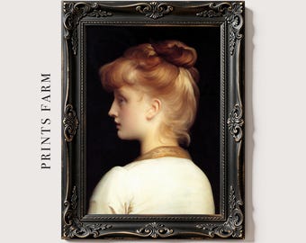 Vintage Woman Portrait, Victorian Lady Print, Living Room Wall Art / P554