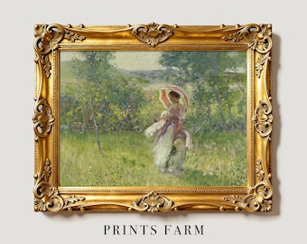 Garden Painting, Cottage Landscape, French Country Decor / P873