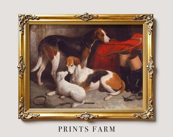 Vintage Dog Print, Antique Animal Painting / P314