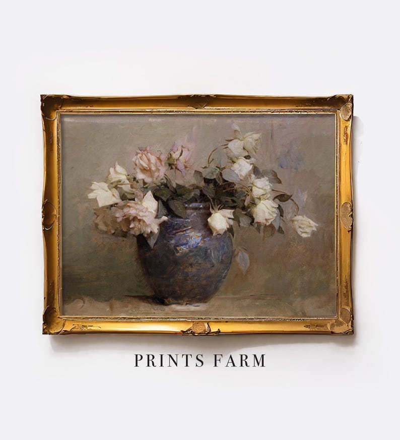 A delicate still life of faded white roses in a dark blue vase, capturing a moment of quiet beauty. The soft light and muted colors evoke a sense of tranquility.