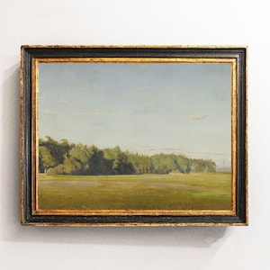 Meadow Landscape Print, Countryside Painting, Farmhouse Decor, Vintage Art / P353