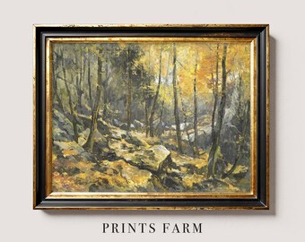 Autumn Forest Painting, Cottage Fall Decor / P309