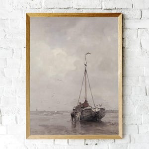 Seascape Painting, Sailboat Print, Beach House Decor, Coastal Print, Wall Art / P102