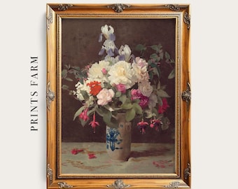 Roses Still Life Print, Floral Vintage Art, Cottagecore Home / P186
