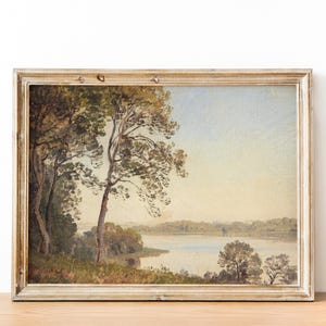 River Landscape, Farmhouse Decor, Large Wall Art, Cabin Decor, Nature Wall Art, Country River Painting / P817
